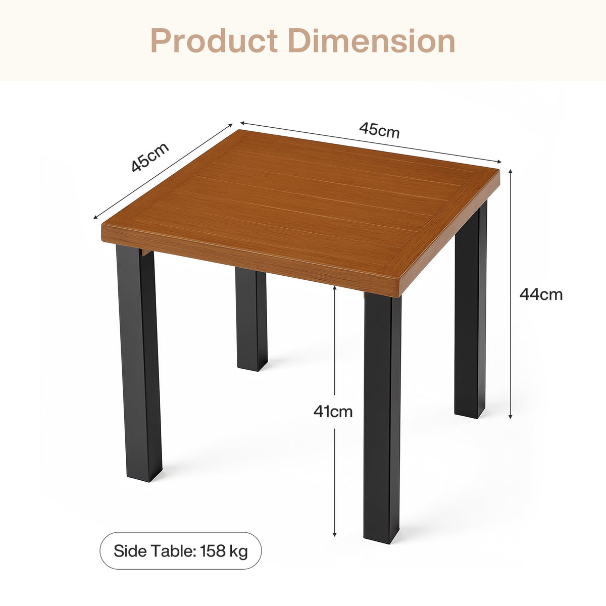 Tribesigns Table d'appoint d'extérieur résistante aux intempéries, Table de balcon aspect bois