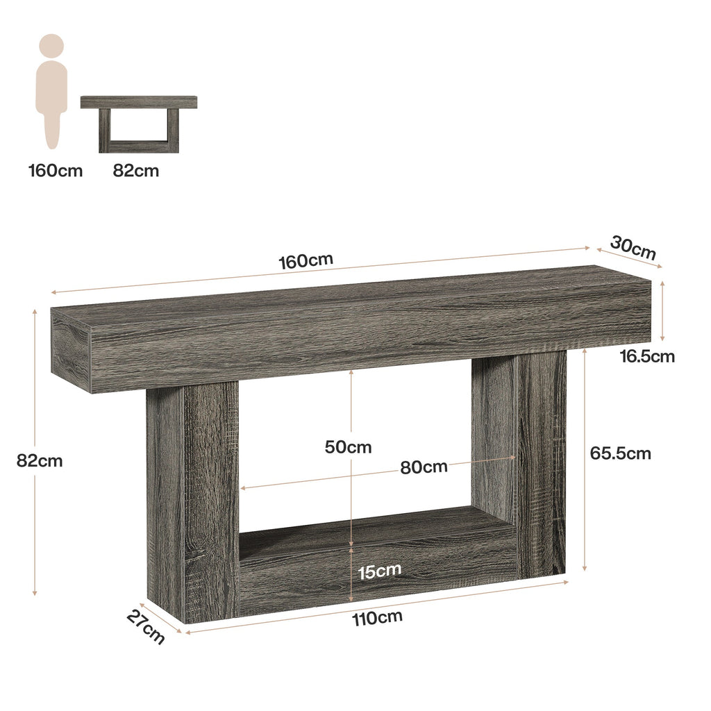 Tribesigns Table console en bois de 160 cm, Table de canapé de ferme à 2 niveaux Table d'entrée