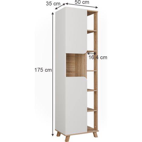 Meuble salle de bain Karen, Sonoma/blanc, 50x175cm avec 2 portes, Vicco — photo 2