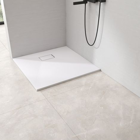 EMKE Receveur de douche, receveur de douche plat antidérapant SMC receveur de douche coupé sur mesure  90x90cm Blanc — photo 1