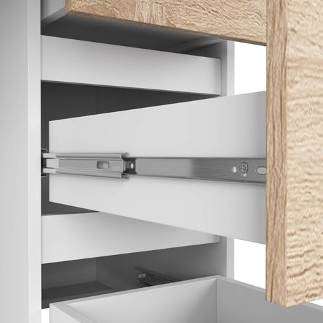 Akord – Bureau droit 90 cm – 4 tiroirs – Façade chêne sonoma – Panneau stratifié – Dimensions 90x50x77 cm – Pour espace de travail moderne — photo 4