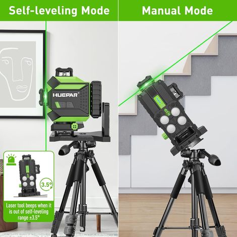 Huepar – Niveau laser 4D vert auto-nivelant 16 lignes – 2 plans horizontaux et verticaux – Batterie Li-ion 6600mAh – Support magnétique intégré – Étui de transport rigide — photo 5