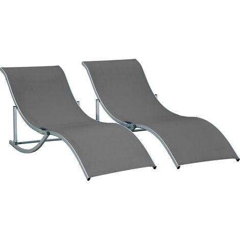 Outsunny – Bain de soleil pliable en aluminium – Lot de 2 – Textilène haute densité 560 g/m² – Dimensions 165x61x63 cm – Charge max 120 kg – Anthracite — photo 1