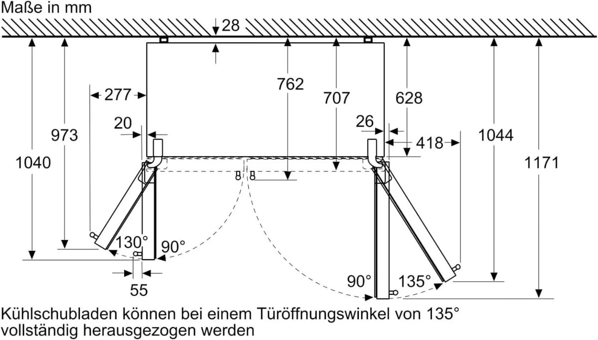 2026 SIEMENS KF96NVPEA iQ300 Multi-Door-Kühlschrank, 183 x 91 cm, 405 L Kühlen & 200 L Gefrieren, hyperFresh längere Frische