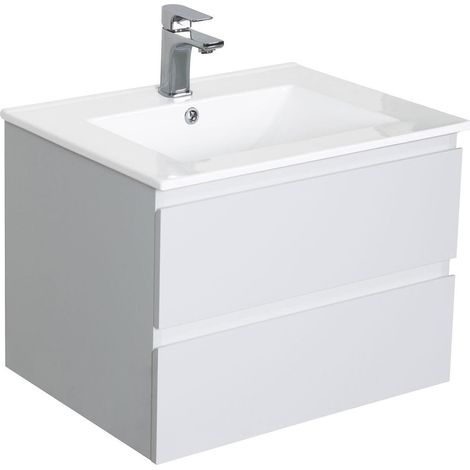 Mob-In – Meuble sous vasque 60 cm SORRENTO – 2 tiroirs de rangement – Panneau de particules mélaminé – Installation facile — photo 1