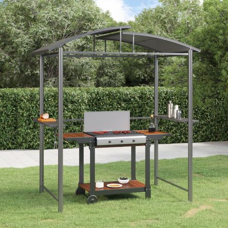 Vidaxl – Gazebo BBQ avec étagères latérales – Acier anthracite – Dimensions 210x114x230cm – Toit en polycarbonate pour ombre et ventilation