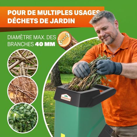 Broyeur de branches vegetaux jardin électrique 3100 W 50 L déchiqueteur jardin branches arbustes 40 mm — photo 5
