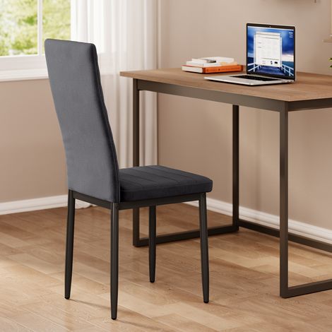Bealife 6 Chaises Salle à Manger Lot de 6 Chaises de Cuisine Siege Rembourre en Tissu Velours Patte Metal Pied en Caoutchouc Gris Foncé — photo 5