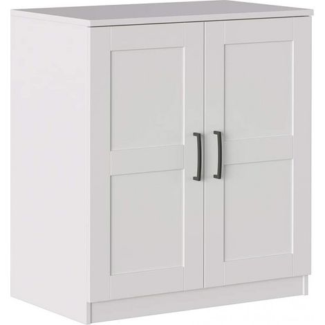 Abitare – Meuble vitrine 87 cm blanc mat – Structure panneaux composites – Dimensions L 80 x P 44,5 x H 87 cm – Design moderne et rangement pratique — photo 1