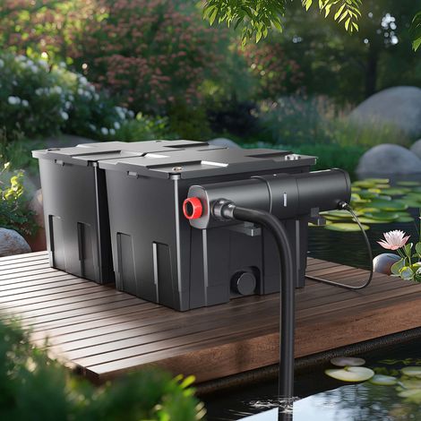 SunSun CBF-350B Filtre Biologique de Bassin ou d’étang 2 chambres - 830 x 515 x 395 mm - capacité max 60000 l / débit 8000 l/h - raccords Ø 20 mm, Ø 40 mm - Filtration eau à grand débit — photo 2