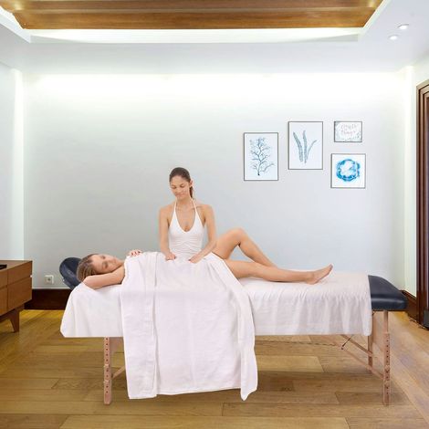 Frankystar – Table de massage professionnelle 3 zones – Cuir écologique – Cadre pliable en bois – Dossier réglable – Accoudoirs latéraux rembourrés — photo 3