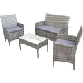 Svita – Ensemble de salon de jardin 4 pièces – Canapé en polyrotin gris – Table avec plateau en verre – Fauteuils avec coussins déperlant — photo 1