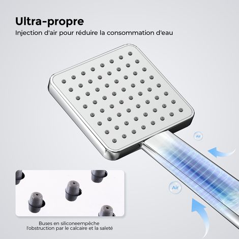 Heilmetz – Colonne de douche thermostatique avec tête pluie 30 × 30 cm – Sécurité 38 °C – Hauteur réglable 80–118 cm – Raccord G1/2 en laiton — photo 3