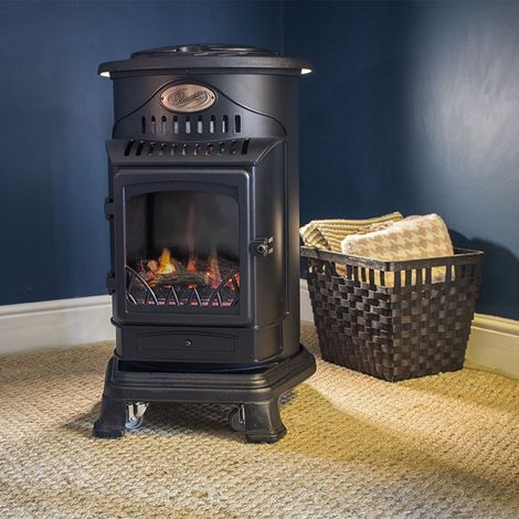 Universal – Poêle à gaz 3,4 kW noir mat – Fonte véritable – Autonomie 60h – Compatible butane 6/13 kg – Installation rapide sans conduit — photo 2