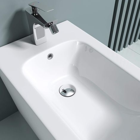 Doporro – Bidet sur pied en céramique blanc 36x55x41cm – Revêtement nano pour entretien facile – Conception sans rebords pour nettoyage rapide - ren112 — photo 4