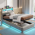 Eifson – Lit coffre 90x200 cm – Éclairage LED orientable – Chargement USB – Tête de lit rabattable avec rangement – Velours – Rangement hydraulique — photo 1