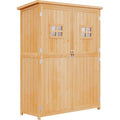 Outsunny – Armoire de jardin en sapin massif 127,5x50x164cm – Toit bitumé étanche – 2 étagères à 3 niveaux – Protection UV et humidité