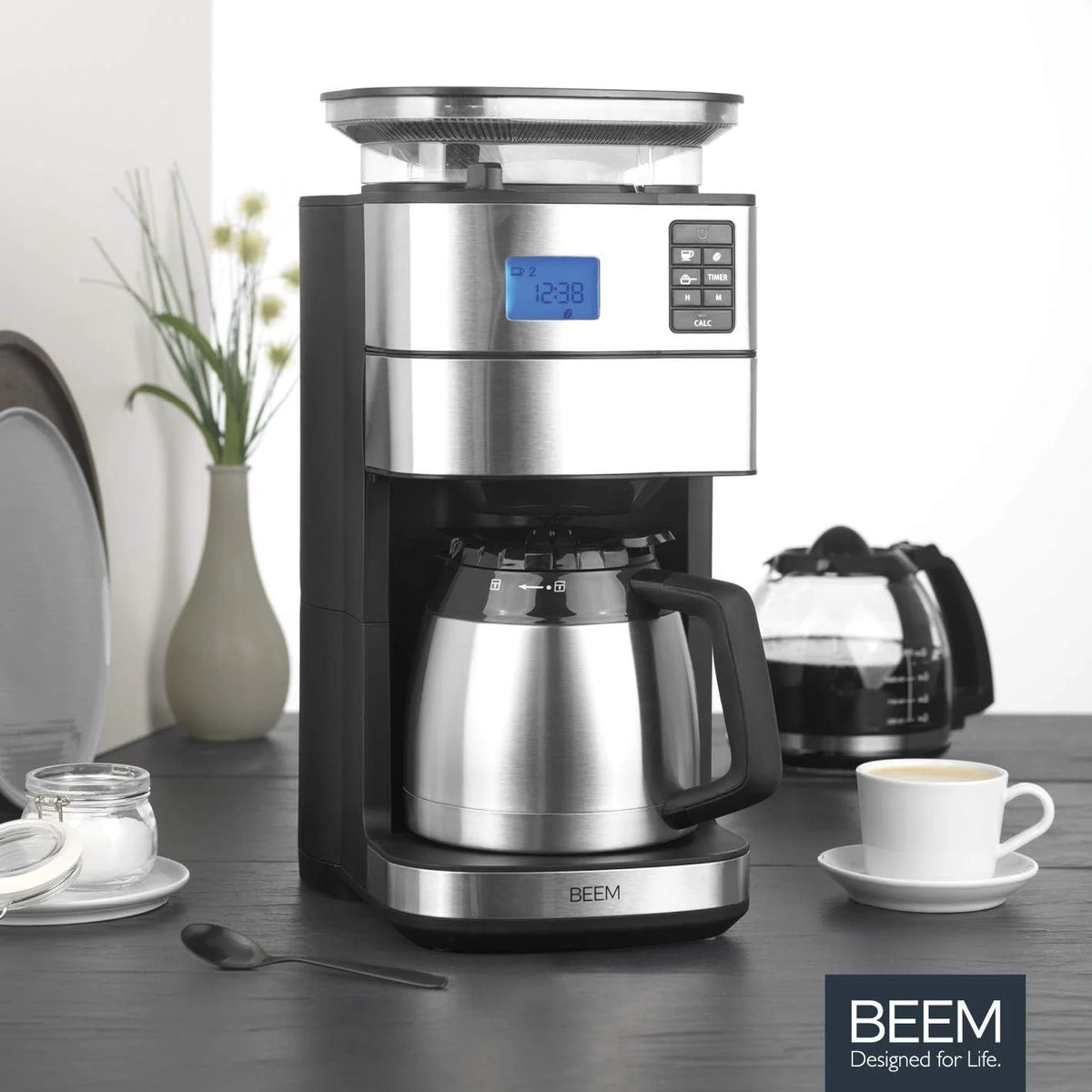 2026 BEEM FRESH-AROMA-PERFECT II Filterkaffeemaschine mit Mahlwerk - Thermo | Edelstahl | Thermokanne | 24h-Timer | 1000 W |