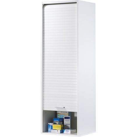 Beaux Meubles Pas Chers – Meuble de cuisine haut blanc 1 rideau coulissant – 4 niches réglables – Dimensions L 40 x H 123.6 x P 35 cm – Éco-conçu, fabriqué en France — photo 3