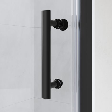 SIRHONA Porte de douche pivotante sans cadre Porte de cabine de douche réversible en verre de sécurité 5mm Noir 80cm — photo 3