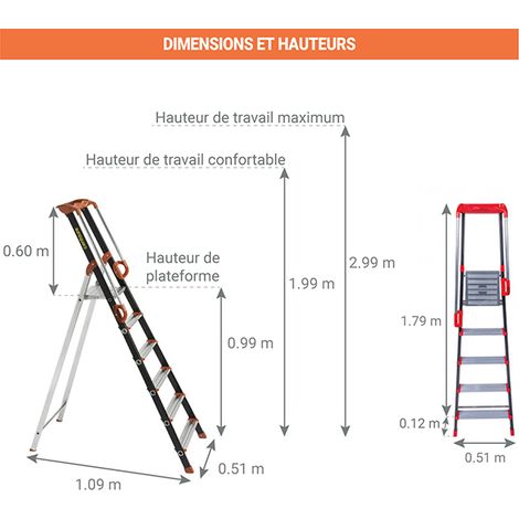 Centaure – Escabeau aluminium 5 marches serties – Hauteur de travail 2,99m – Pour usage professionnel – Garantie 5 ans – 239205 — photo 3
