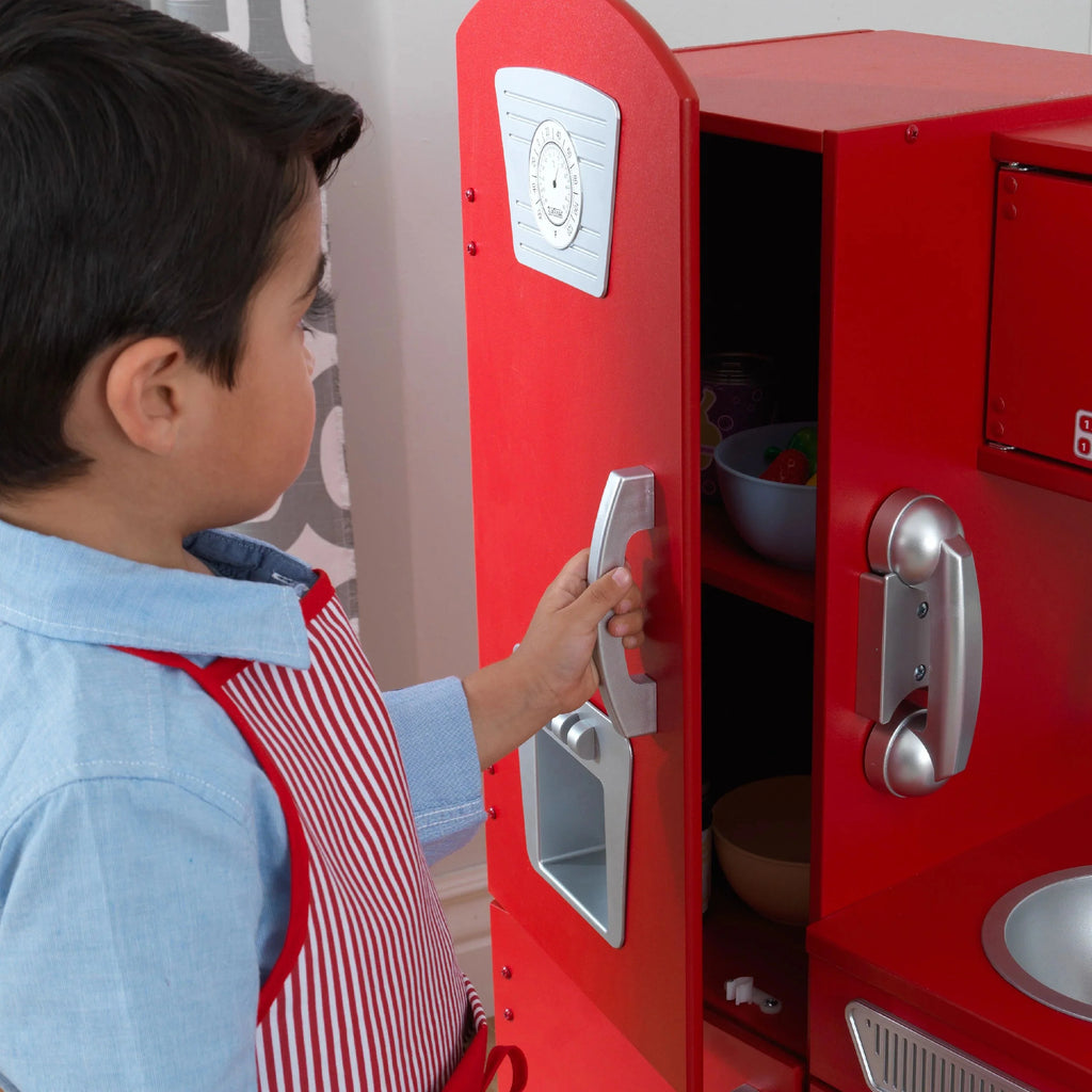 2026 Cuisine enfant en bois rouge vintage KidKraft avec téléphone jouet