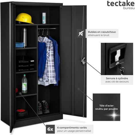Armoire de rangement metallique en acier 180 x 80 40 cm noir — photo 5