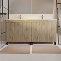 meuble de salle de bains 120cm 4 porteschêne naturel + vasque céramique blanche - timber 120 — photo 1