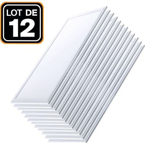Europalamp – Pack de 12 dalles LED 1200x300mm 40W blanc neutre 4000K – Flux lumineux 3600 lm – Installation en faux plafond ou suspendue — photo 1