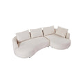 2026 Canapé d’angle incurvé en tissu crème – Design moderne organique 4 places avec coussins