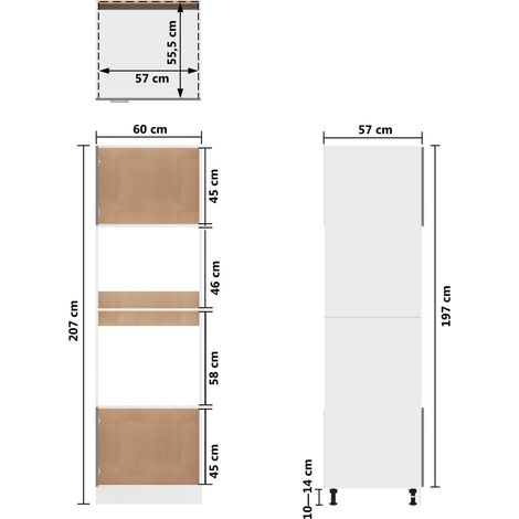 Vidaxl – Meuble micro-ondes Lyon blanc 60 x 57 x 207 cm – Bois d'ingénierie – 4 étagères – 2 portes – Rangement optimisé pour cuisine — photo 3