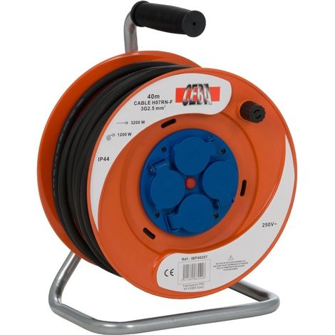 Ceba – Enrouleur électrique 40 m 3G2,5 – 230 V mono – 4 prises caoutchouc 16A – Indice IP44 pour chantiers humides — photo 2