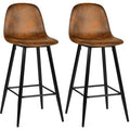 Meubles Cosy – Lot de 2 tabourets de bar rétro vintage – Dossier et repose-pieds – Sièges rembourrés en suédine marron – Hauteur 103.5cm – Style industriel — photo 1