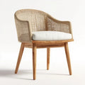 2026 Chaise en Rotin Beige avec Pieds en Bois Naturel