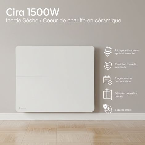 Radiateur électrique connecté 1500W double système de chauffe horizontal Blanc Cira — photo 3