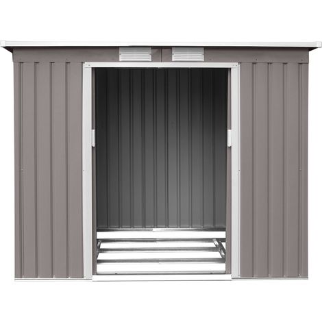 Hattoro – Abri de jardin métal 213x130x173 cm – Tôle d'acier galvanisée – Toit en appentis pour drainage efficace – Double porte coulissante — photo 5