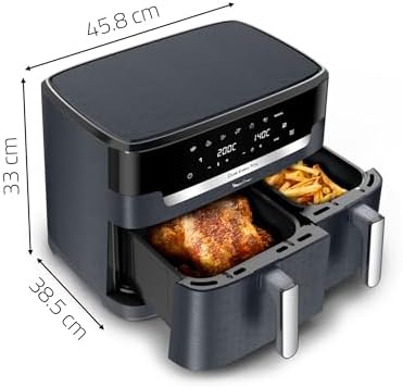 2026 Moulinex air fryer deux compartiments, très grande capacité 11L, 10 personnes, 7 Programmes automatiques, friteuse sans
