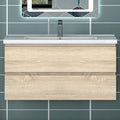 Ocean Sanitaire – Ensemble de meubles de salle de bain chêne avec 2 tiroirs – Dimensions 99x46x52cm – Meuble sous vasque prédécoupé – Vasque à poser — photo 1