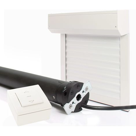 Volet roulant électrique filaire Alu Blanc - L120 x H155 cm - Motorisé avec commande murale, recoupable — photo 1