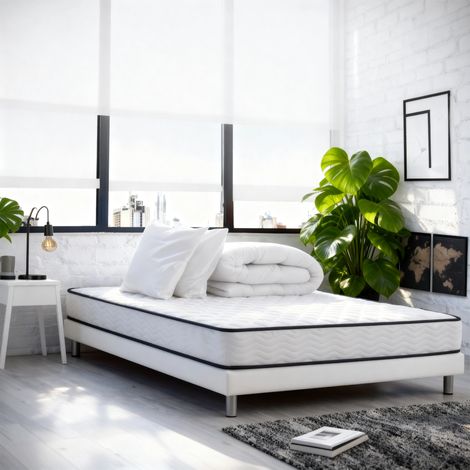 Ensemble Matelas et Sommier Tapissier 140x190 cm - Matelas+Sommier+Couette 220x240cm +2 Oreillers 60x60cm(deux colis) — photo 2