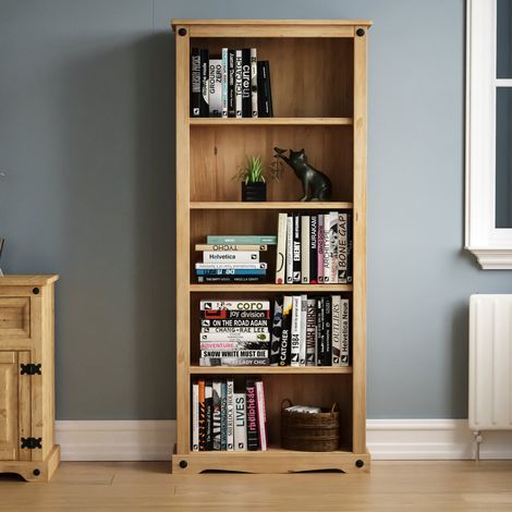 Home Discount – Bibliothèque en pin massif 5 niveaux – Finition cirée vieillie – Dimensions H 170 x L 75 x P 29 cm – Limite de poids 10 kg par étagère — photo 4