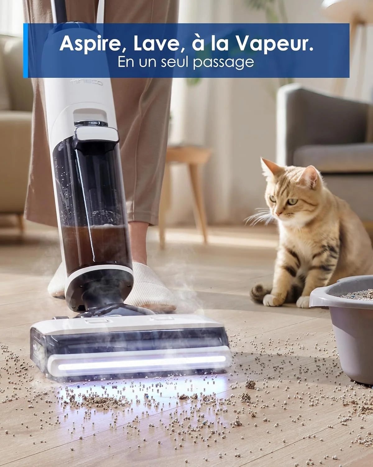 2026 Tineco Floor One S7 Steam Nettoyeur de Sols sans-Fil Balai Vapeur pour Saletés Collantes sur Sols Durs avec Écran Auto-N