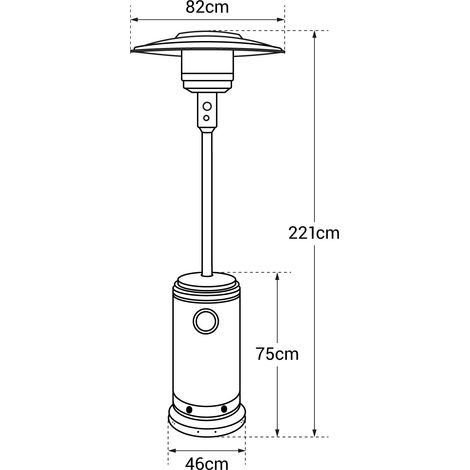 Happy Garden – Parasol chauffant OSLO – Gaz 12kW – Acier inox – Surface de chauffe 30m² – Housse de protection incluse — photo 4