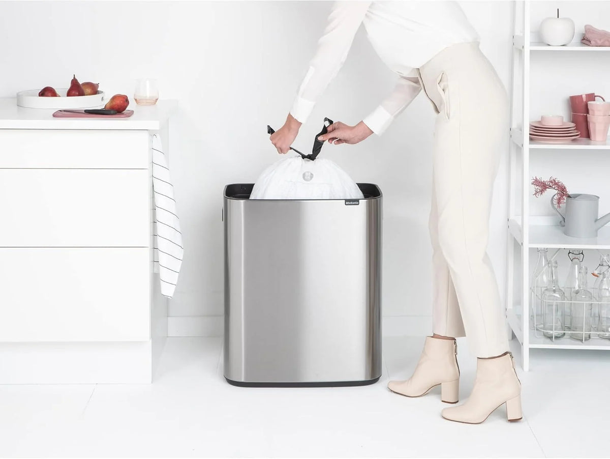 2026 Poubelle Brabantia, acier mat, anti-traces de doigts, 2 x 30 L