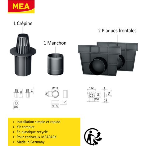 MEA – Pack de 6 caniveaux extérieurs A15 avec grille à fente en PP recyclé – Largeur utile 10cm – Drainage efficace pour terrasse et piscine — photo 4