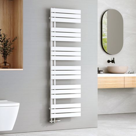 EMKE Sèche-serviettes à Eau Chaude Panneau Plat, Sèche-serviettes connexion latérale pour, Blanc 1599x500mm 794Watts — photo 1