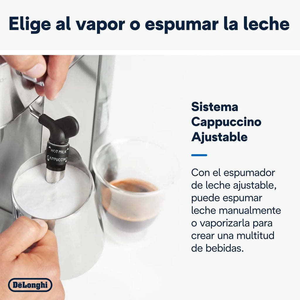 2026 De'Longhi Dedica – Cafetière à pompe en acier inoxydable pour café moulu ou individuel, expresso et cappuccino, réservoi