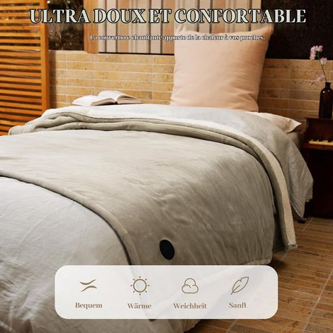 Couverture Chauffante 130x180cm Une Touche Plaid Chauffant Kaki — photo 3