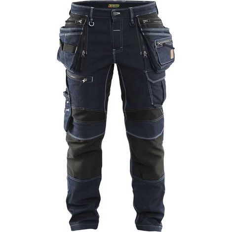 Blaklader – Pantalon artisan stretch denim Cordura X1900 – Jambes coniques – Poches genouillères CORDURA® – Taille 38 – Bleu foncé / Noir — photo 1