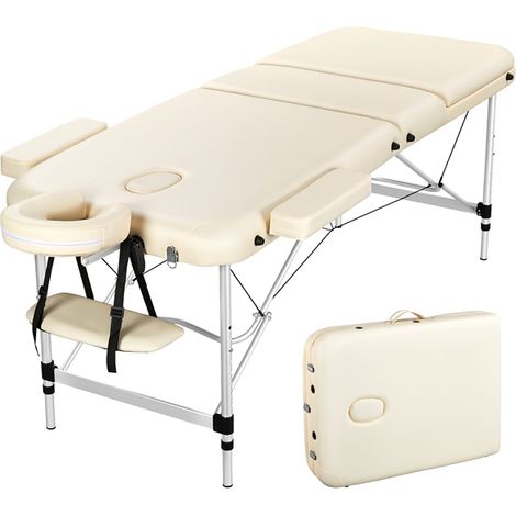 Yaheetech Table de Massage Pliante Professionnelle 70 x 213 cm 3 Section avec Pied en Aluminium Lit de Massage Portable à Hauteur Réglable Repose-tête Ergonomique pour le Massage Spa Tatouage Beige — photo 1